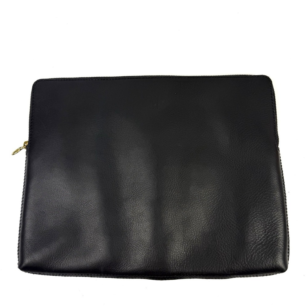 Madewell The Leather Laptop Case Black Soft Leather Padded YAY Lettering Travel